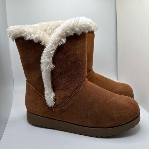 CUSHIONAIRE Women's pull on boot +Memory Foam 8 TAN - Picture 1 of 7